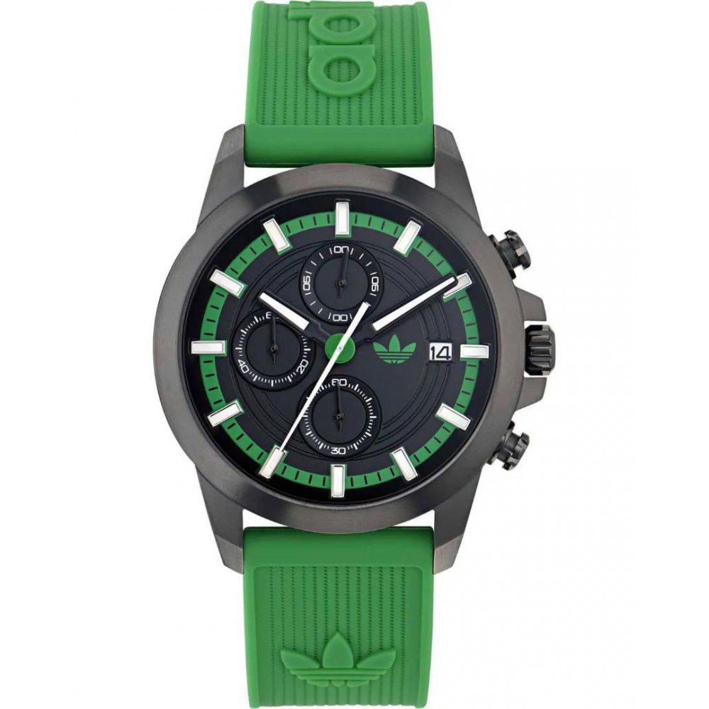 Unisex Watch Adidas Expression Two Chronograph 43mm Green Silicone Strap AOFH24522