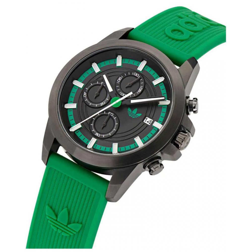 Unisex Watch Adidas Expression Two Chronograph 43mm Green Silicone Strap AOFH24522