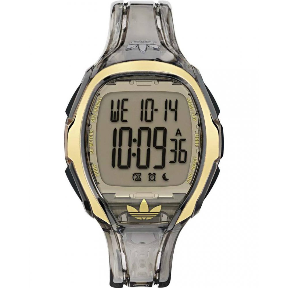 Adidas Unisex Watch Originals Athletics One Chronograph 44mm Transparent Brown Rubber Strap AOFH25004