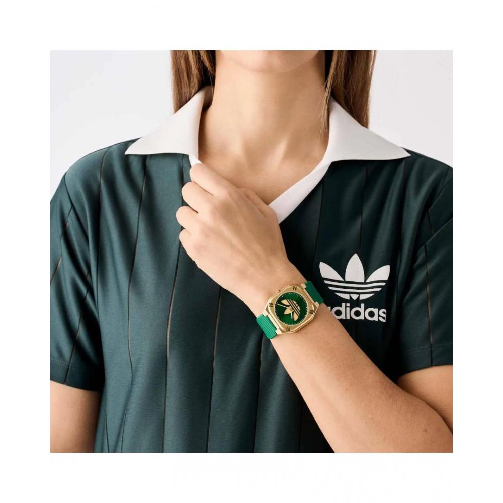 Unisex Watch Adidas City Tech Thin Green 39mm Χρυσό/Πράσινο Λουράκι Καουτσούκ AOFH25011