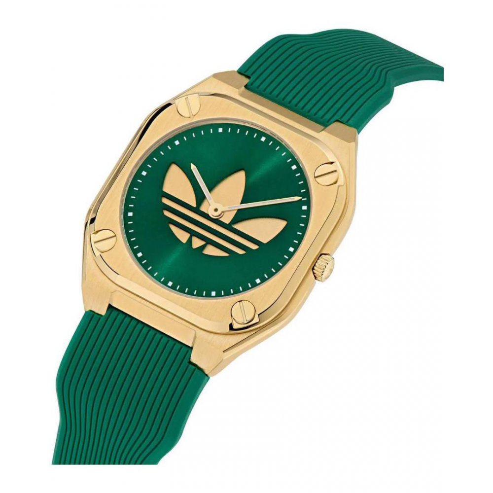 Unisex Watch Adidas City Tech Thin Green 39mm Χρυσό/Πράσινο Λουράκι Καουτσούκ AOFH25011