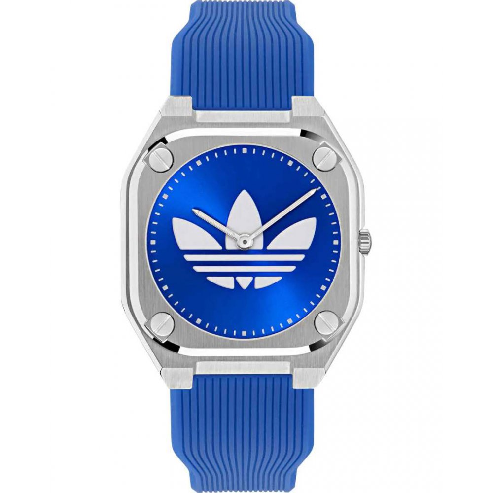 Unisex Watch Adidas City Tech Thin Green 39mm Ασημί/Γαλάζιο Λουράκι Καουτσούκ AOFH25009