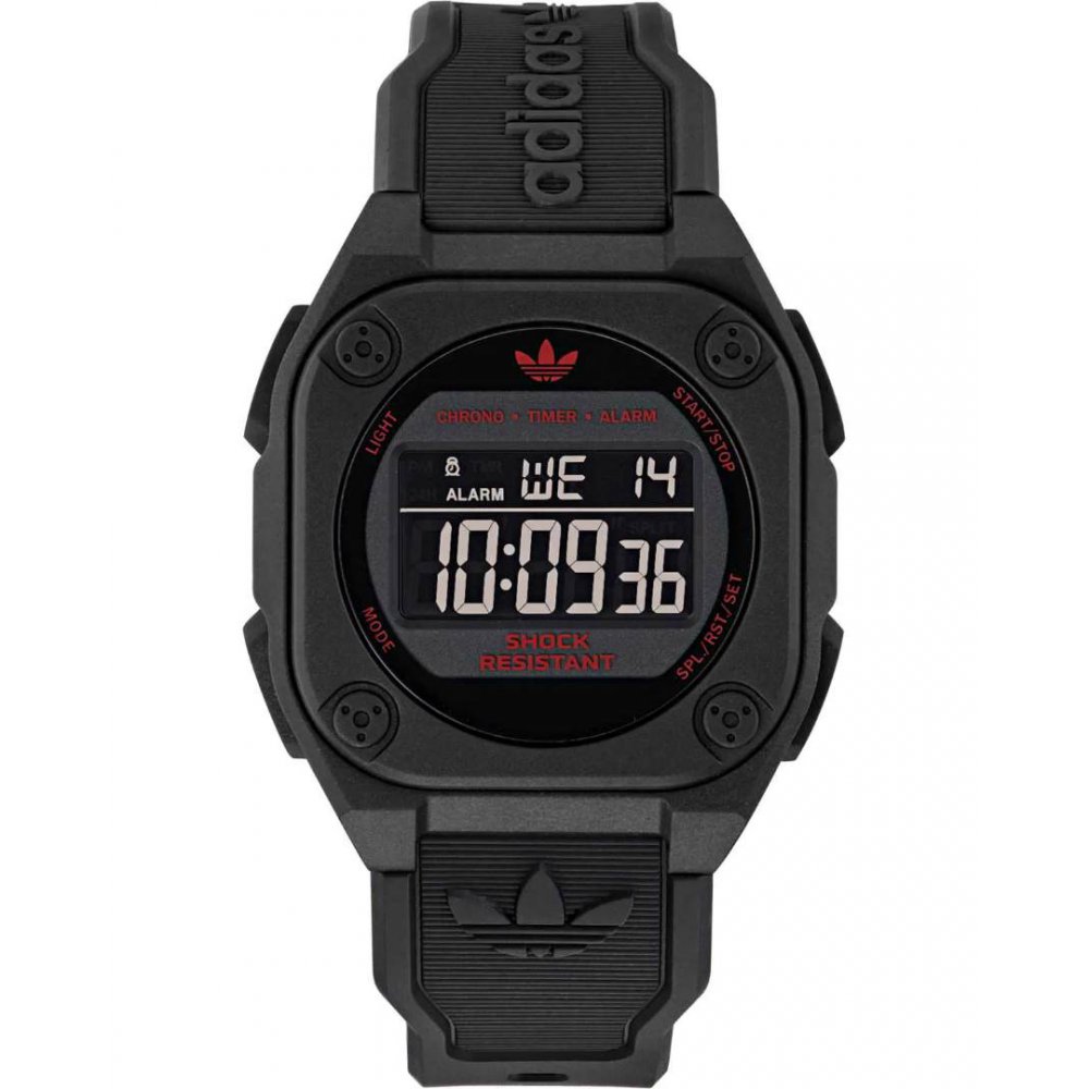 Unisex Watch Adidas City Tech Four Black 42mm Μάυρο Λουράκι Καουτσούκ AOST25029