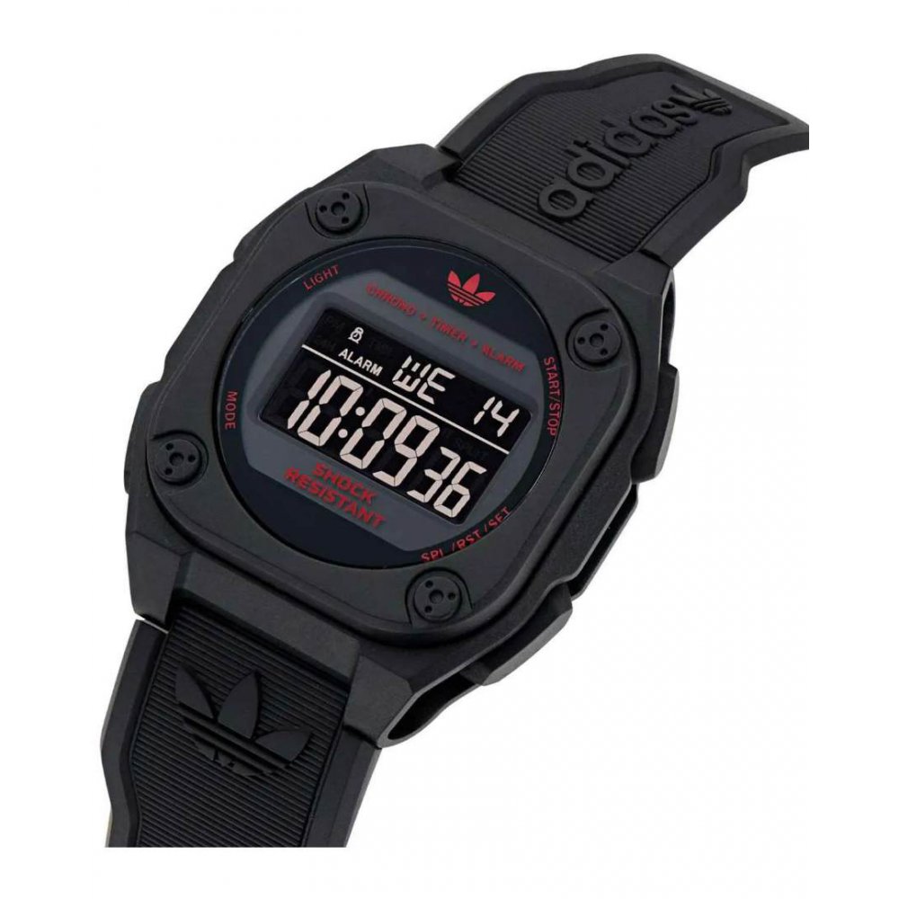 Unisex Watch Adidas City Tech Four Black 42mm Μάυρο Λουράκι Καουτσούκ AOST25029
