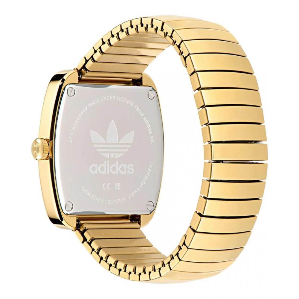 Adidas Unisex Watch Original Retro Wave One Gold Stainless Steel Bracelet 37mm AOSY24024