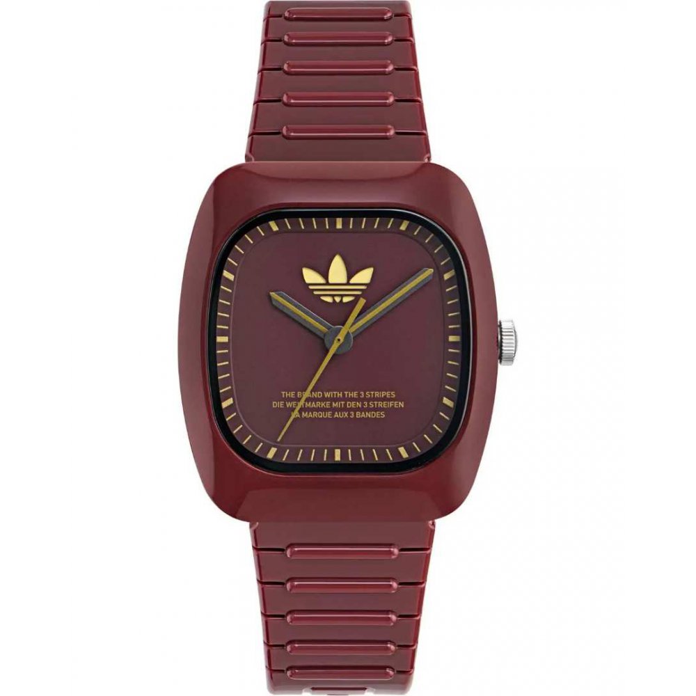 Adidas Unisex Watch Original Retro Wave One Bordeaux Bio-Resin Strap 37mm AOSY24028