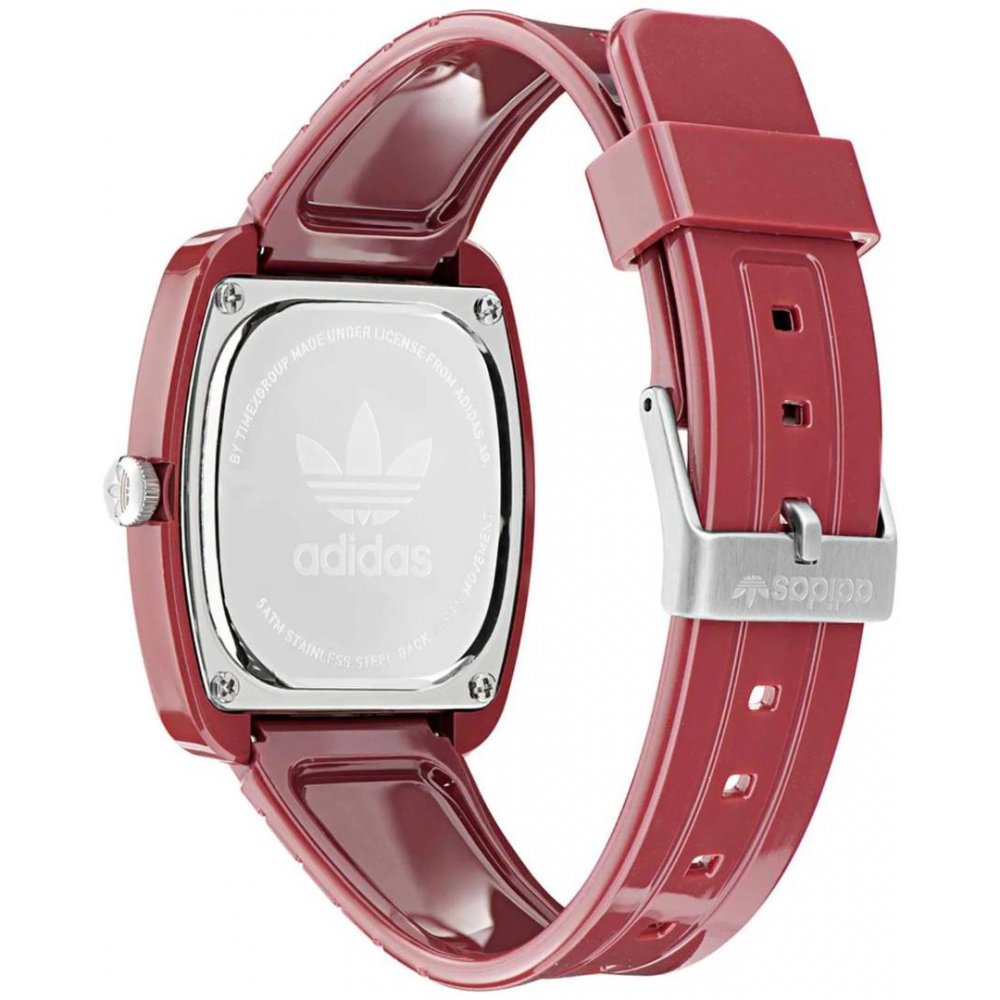 Adidas Unisex Watch Original Retro Wave One Bordeaux Bio-Resin Strap 37mm AOSY24028