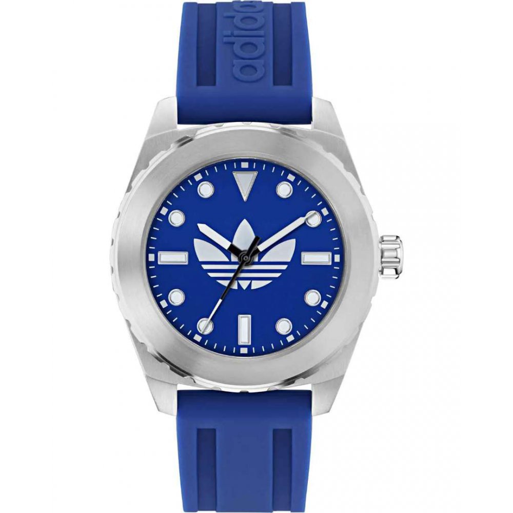 Adidas Unisex Watch Original Discoverer One Blue Silicone Strap 44mm AOSY25020