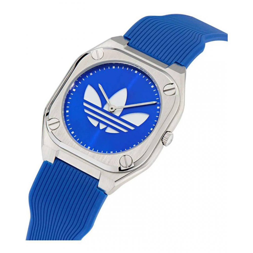 Unisex Watch Adidas City Tech Thin Green 39mm Ασημί/Γαλάζιο Λουράκι Καουτσούκ AOFH25009