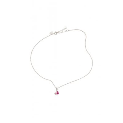 Kid's Necklace Agatha Ruiz de la Prada Heart Rhodium Plated 925 Sterling Silver Pink Enamel 105BLOCK