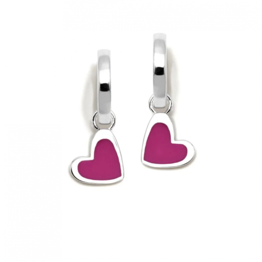 Παιδικά Σκουλαρίκια Καρφωτά Agatha Ruiz de la Prada Καρδιες Κρίκοι Επιροδιωμένο Ασήμι 925 Ροζ Σμάλτο 015LCR