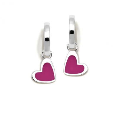 Παιδικά Σκουλαρίκια Καρφωτά Agatha Ruiz de la Prada Καρδιες Κρίκοι Επιροδιωμένο Ασήμι 925 Ροζ Σμάλτο 015LCR