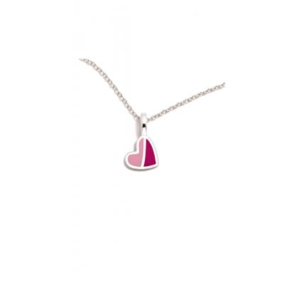 Kid's Necklace Agatha Ruiz de la Prada Heart Rhodium Plated 925 Sterling Silver Pink Enamel 105BLOCK