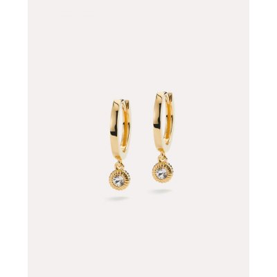 Woman's Earrings AleyOle Wheel Of Time Gold Hoops Gold Plated Sterling Silver Zirconias EG4469