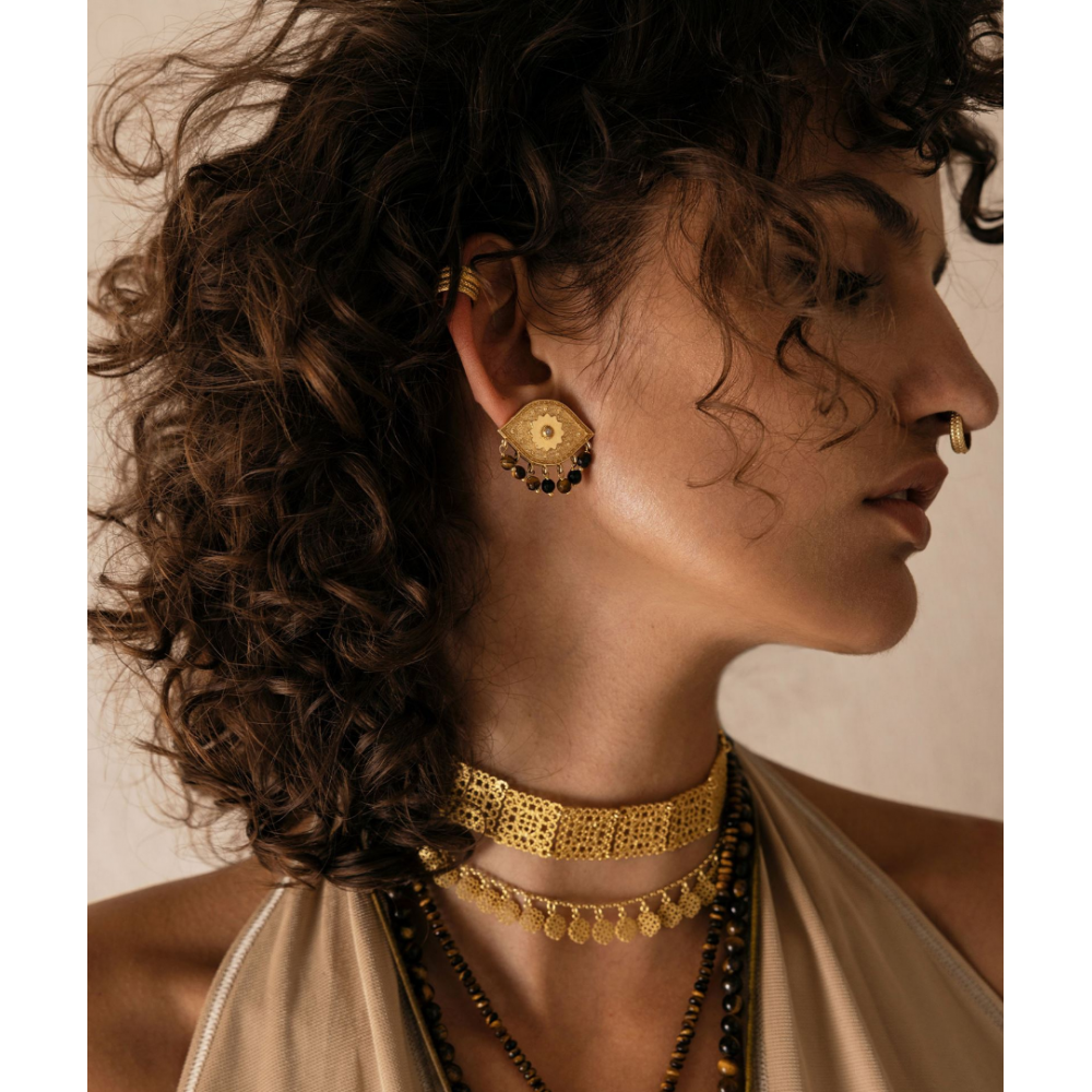 Γυναικεία Σκουλαρίκια ANTONIA KARRA Paisley 18K Επιχρυσωμένο Ασήμι Μάτια της Τιγρης 969479
