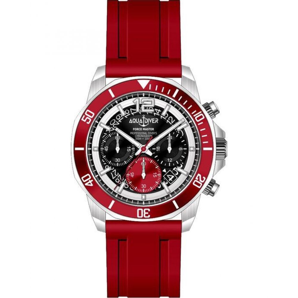 Men's Watch Aquadiver Force Master Chronograph 42mm Red Plastic Strap SS23086G14