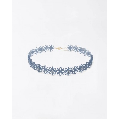 Woman's Necklace FABNORA By Boltenstern Lace Choker 3D Printed Polyamide 925 Sterling Silver Topaz Blue Austrian Crystals MSRP-02ΤΒ