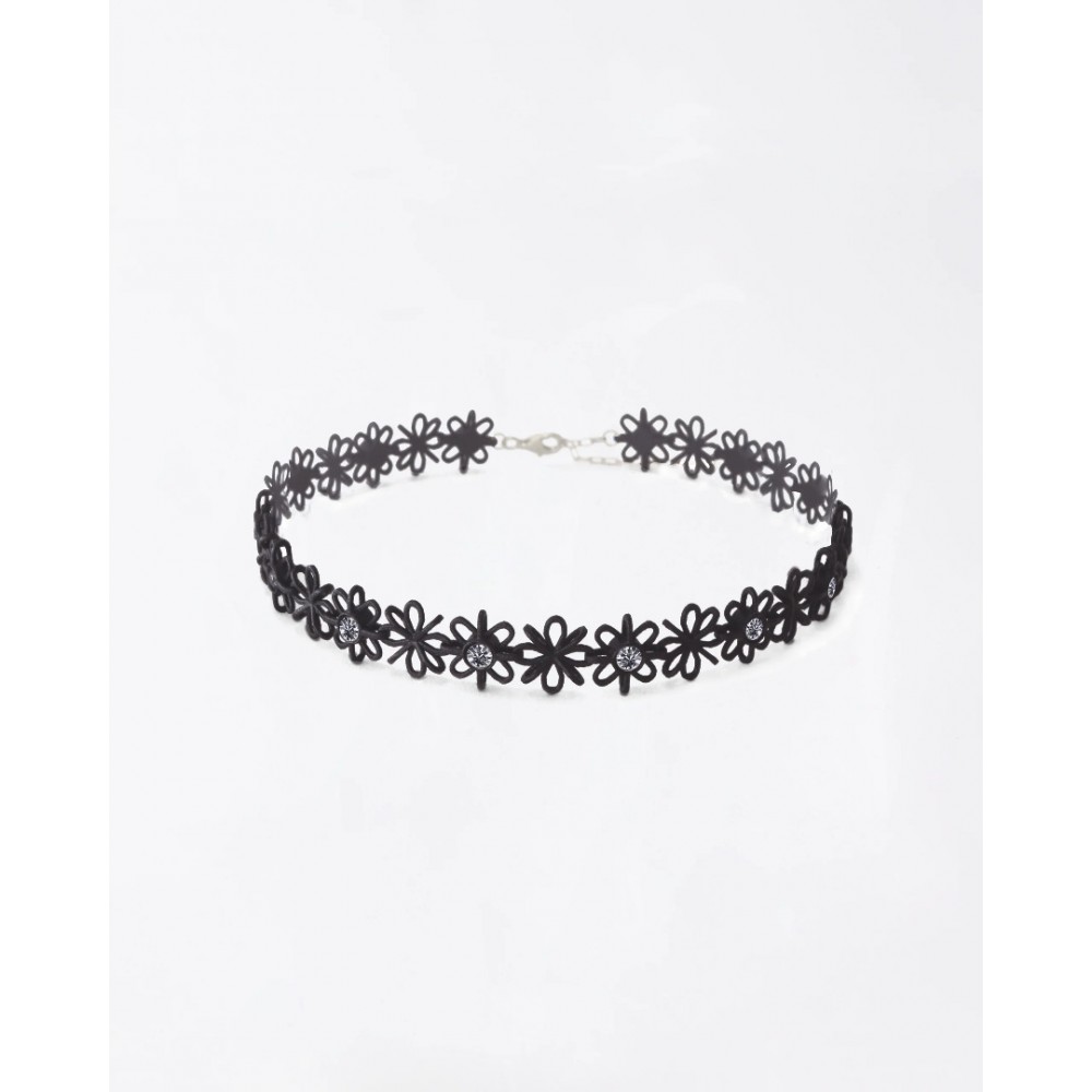 Woman's Necklace FABNORA By Boltenstern Lace Choker 3D Printed Polyamide 925 Sterling Silver Black Austrian Crystals MSRP-02OB
