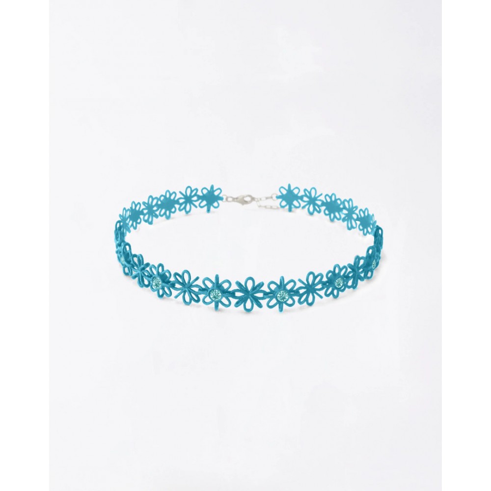 Γυναικείo Κολιέ FABNORA By Boltenstern Lace Choker 3D Printed Πολυαμίδιο Αυστριακοί Κρύσταλλοι Τιρκουάζ MSRP-02LT