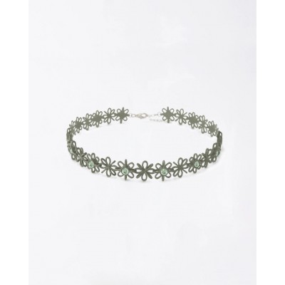 Woman's Necklace FABNORA By Boltenstern Lace Choker 3D Printed Polyamide 925 Sterling Silver Khaki Desert Austrian Crystals MSRP-02KD