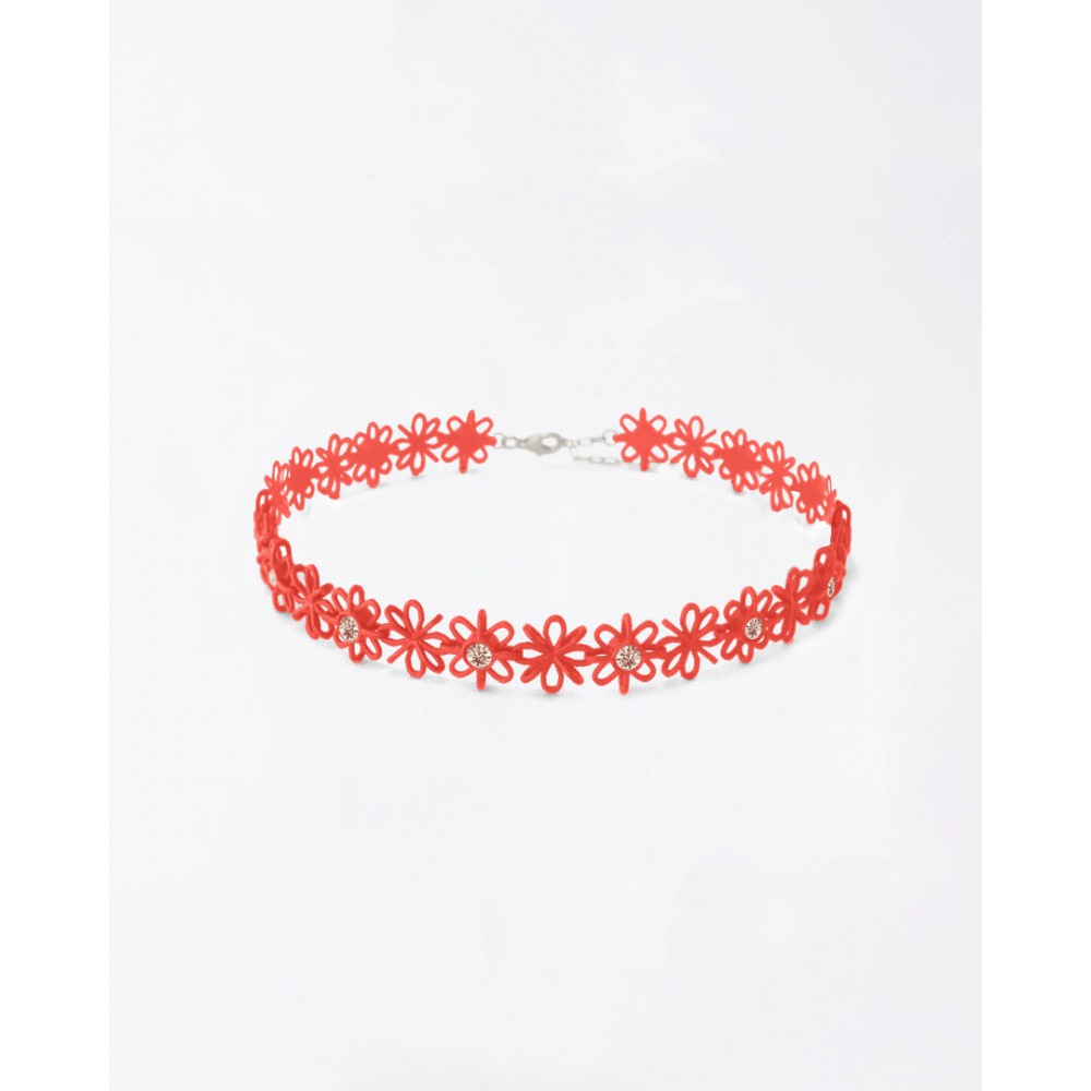Γυναικείo Κολιέ FABNORA By Boltenstern Lace Choker 3D Printed Πολυαμίδιο Αυστριακοί Κρύσταλλοι Πορτοκαλί MSRP-02PO