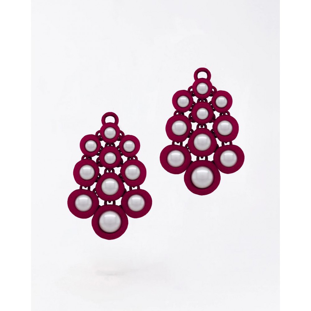 Γυναικεία Σκουλαρίκια FABNORA By Boltenstern Pearl Small 3D Printed Πολυαμίδιο Μαργαριτάρια Summer Wine Κόκκινο FFE1PE8-0SSSW