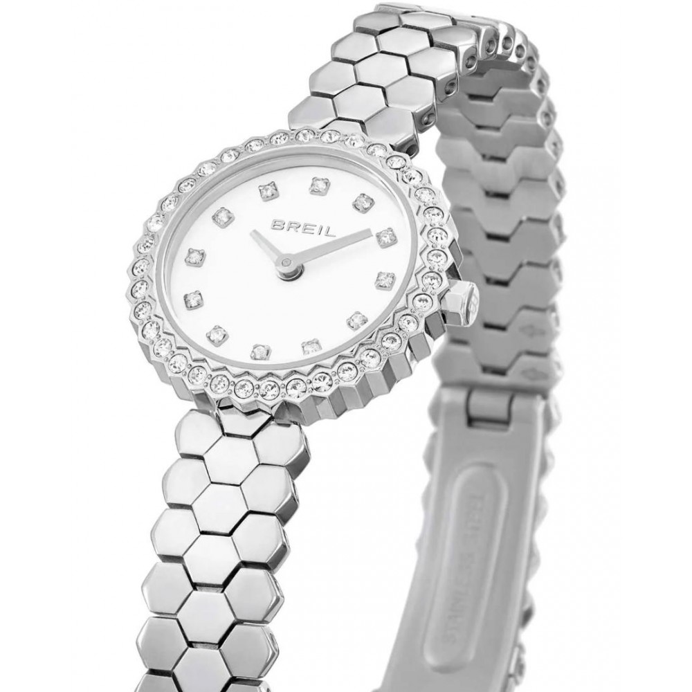 Γυναικείο Ρολόι Breil Honey 24mm Ανοξείδωτο Ατσάλι Μπρασελέ Ασημί/Λευκό Ζιργκόν TW2199