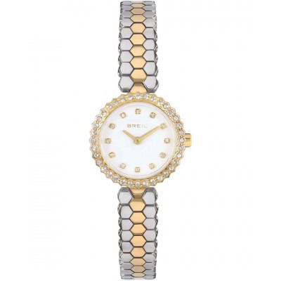 Γυναικείο Ρολόι Breil Honey Twotone 24mm Ανοξείδωτο Ατσάλι Μπρασελέ Ασημί/Χρυσό Λευκό Ζιργκόν TW2200