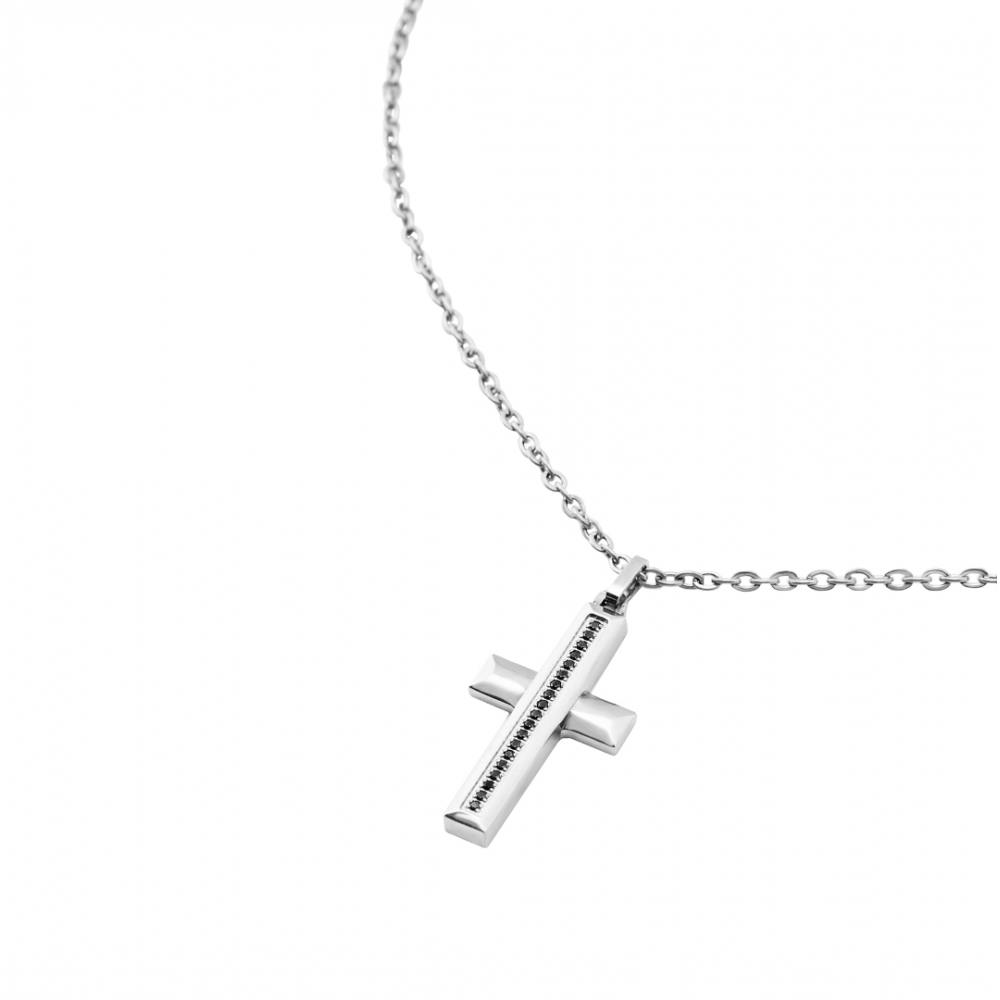 Ανδρικό Κολιέ Breil Tag And Cross Diamond Ανοξείδωτο Ατσάλι TJ3637