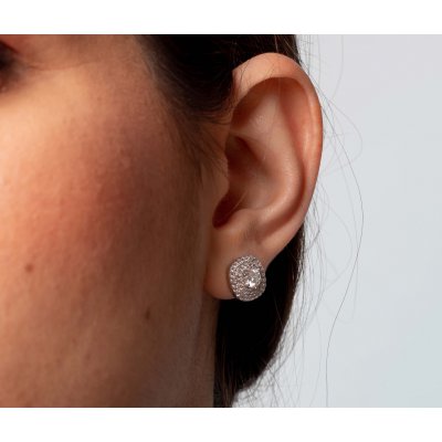  Γυναικεία Σκουλαρίκια Ροζέτες Brizzling Ασήμι 925 Διαμάντια Μοϊσανίτη BME025 