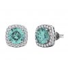 Γυναικεία Σκουλαρίκια Ροζέτες Brizzling Ασήμι 925 Aquamarine Διαμάντια Μοϊσανίτη BME020