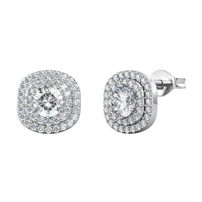 Woman's Earrings Brizzling Rosettes Silver 925 Moissanite Diamonds BME025 