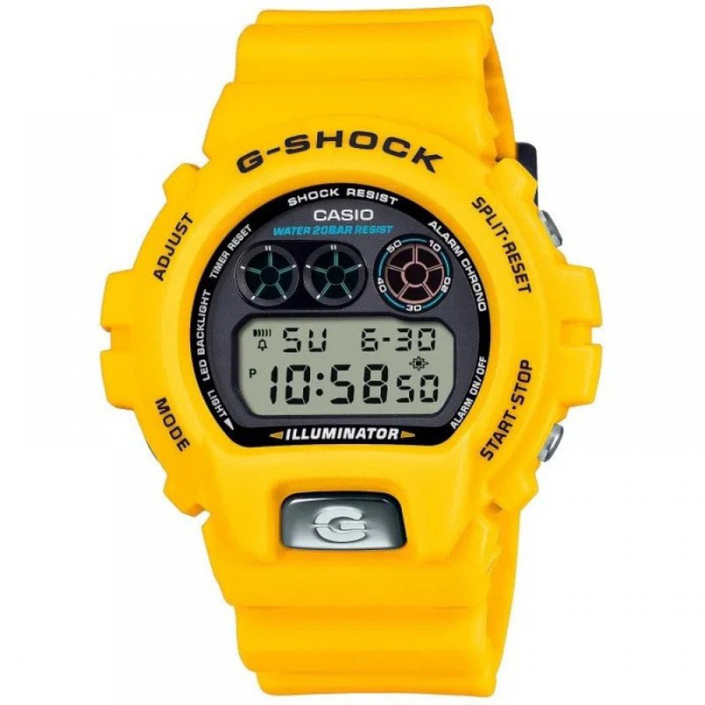 Unisex Watch CASIO G-Shock Chronograph 50mm Rubber Strap Yellow DW-6900TR-9ER