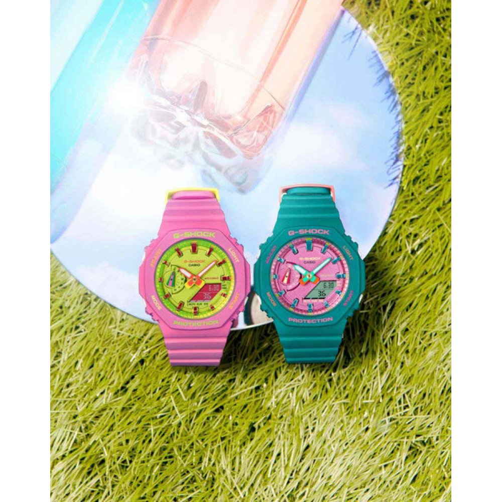 Unisex Ρολόι Casio G-Shock Chronograph 43mm Λουράκι Καουτσούκ Πράσινο GMA-S2100BS-4AER