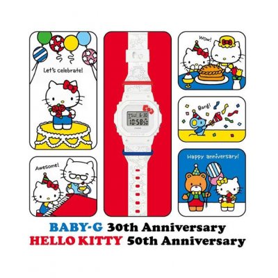 Ανδρικό Ρολόι Casio G-Shock Baby-G Hello Kitty Anniversary Λευκό Βιολογικό Λουράκι Limited Edition BGD-565KT-7ER