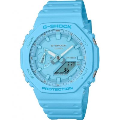 Men's Watch Casio G-Shock Chronograph 45mm Biosourced Strap Light Blue GA-2100-2A2ER