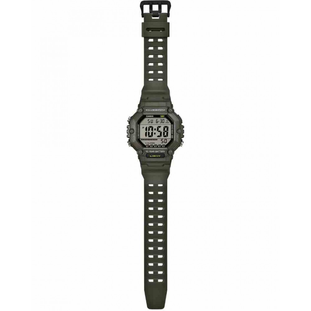 Men's Watch CASIO Timeless Collection Dual Time Chronograph 51mm Olive Green Synthetic Strap AE-1600HX-3AVEF