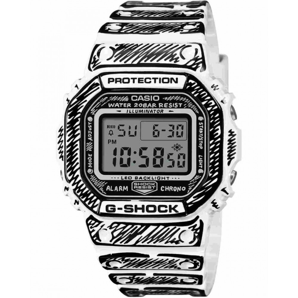 Ανδρικό Ρολόι CASIO G-Shock  Joshua Vides Collaboration Model Chronograph Special Edition Καουτσούκ DW-5600JV-7ER