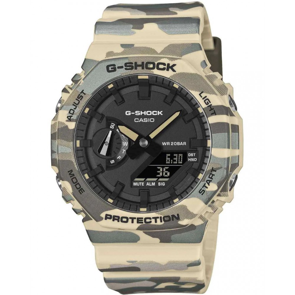 Men's Watch Casio G-Shock Chronograph 45mm  Bio-based Resin Strap Camo GA-2100CM-5AER