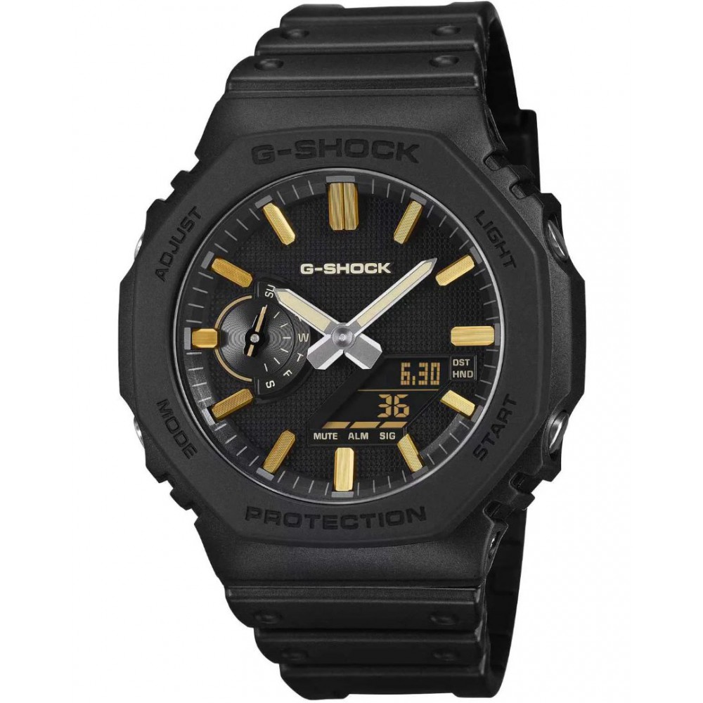 Men's Watch Casio G-Shock Chronograph 45mm Rubber Strap Black/Gold GA-2100LXB-1A9ER