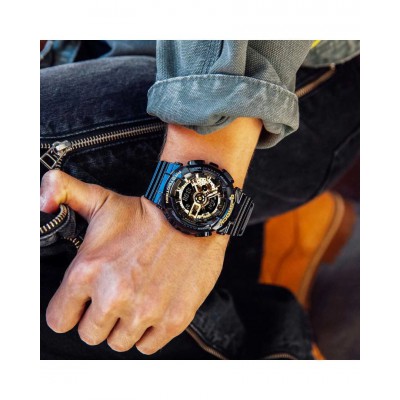 Men's Watch Casio G-Shock Chronograph 55mm Rubber Strap Black Gold GA-110GB-1AER