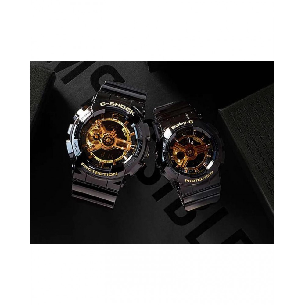 Men's Watch Casio G-Shock Chronograph 55mm Rubber Strap Black Gold GA-110GB-1AER
