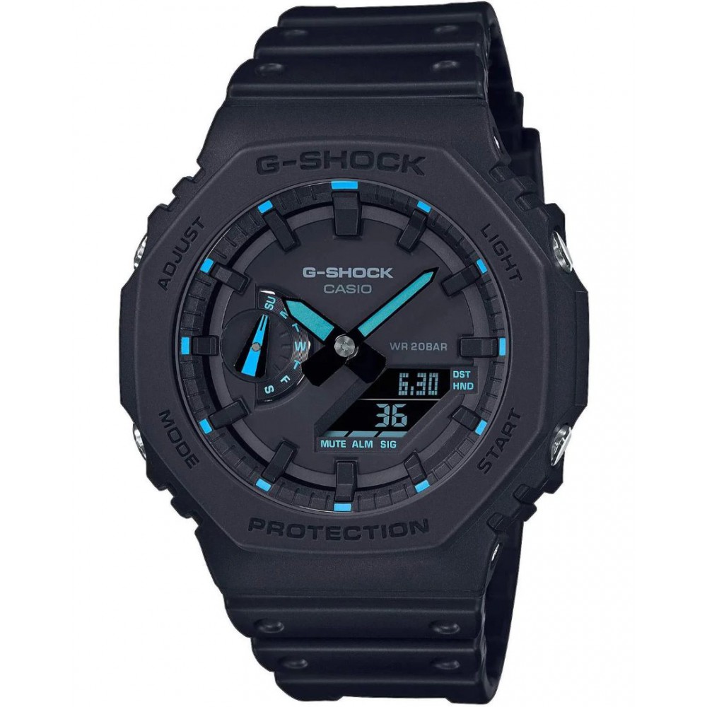 Men's Watch Casio G-Shock Chronograph 45mm Rubber Strap Black GA-2100-1A2ER