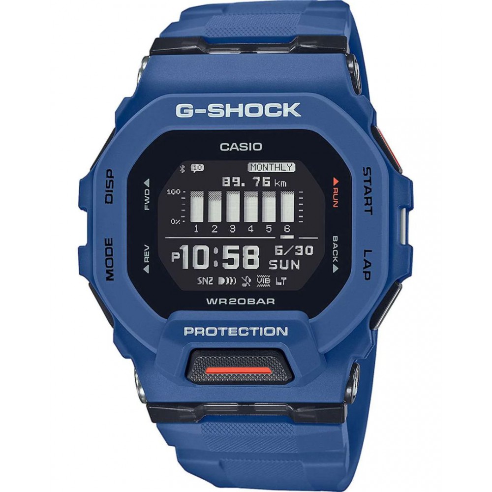 Ανδρικό Ρολόι Casio G-Shock G-Squad Smartwatch Strava Compatible 48mm Λουράκι Καουτσούκ Μπλε GBD-200-2ER