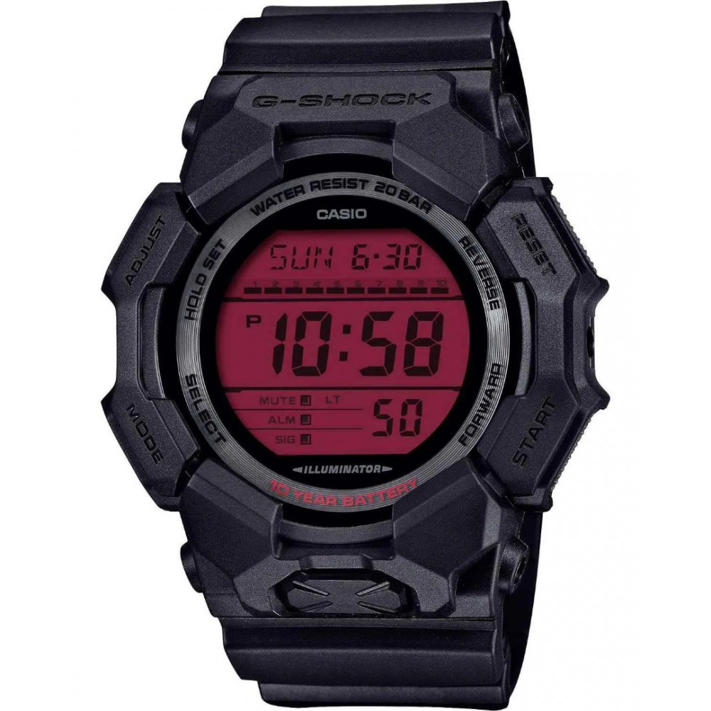 Ανδρικό Ρολόι Casio G-Shock Dual Time Chronograph 52mm Λουράκι Βιολογική Ρητίνη Μαύρο/Κόκκινο GD-010BBR-1ER