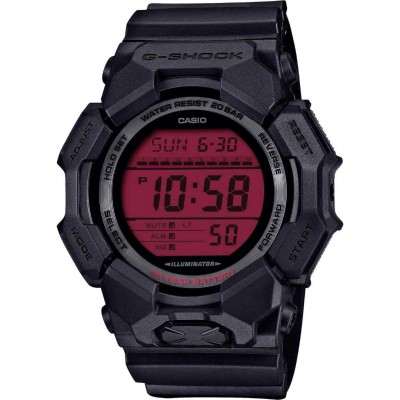 Men's Watch Casio G-Shock Dual Time Chronograph 52 mm Black Bio-based Resin Strap Black/Red GD-010BBR-1ER