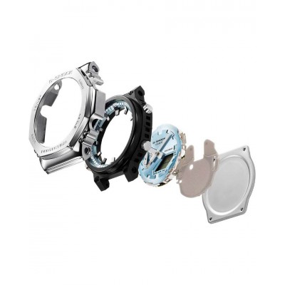 Men's Watch Casio G-Shock Dual Time Chronograph 45mm Stainless Steel Bracelet Silver GM-2110D-7ΑER