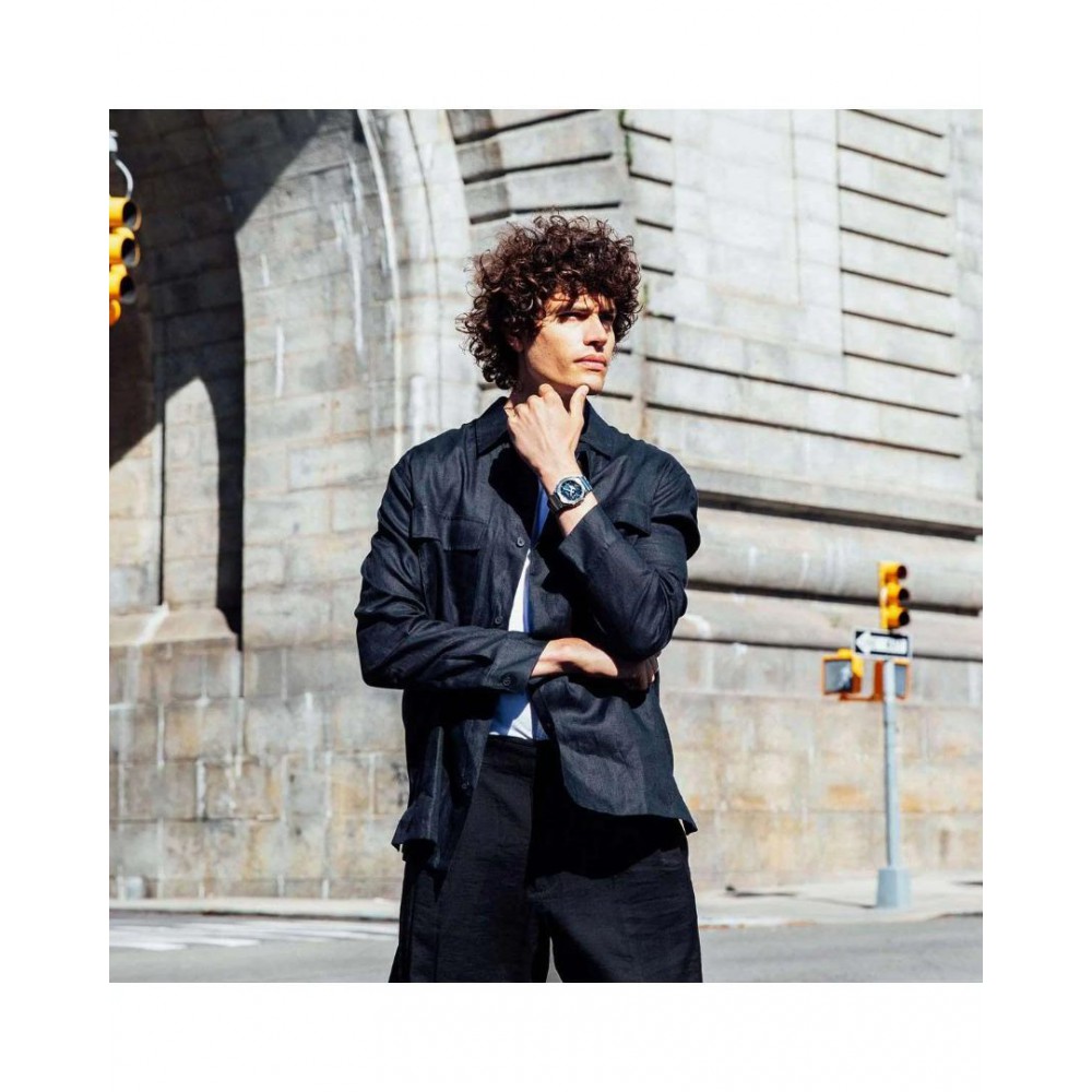 Men's Watch Casio G-Shock Dual Time Chronograph 45mm Stainless Steel Bracelet Silver/Blue GM-2110D-2BER