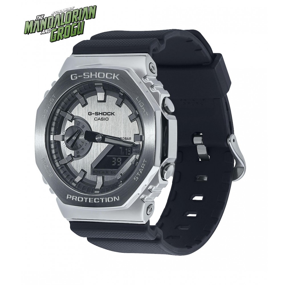 Ανδρικό Ρολόι Casio G-Shock Star Wars Συλλεκτικό Dual Time Chronograph 44mm Ανοξείδωτο Ατσάλι Λουράκι Ρητίνης Μαύρο/Ασημί GM-2100-1AER-MAN