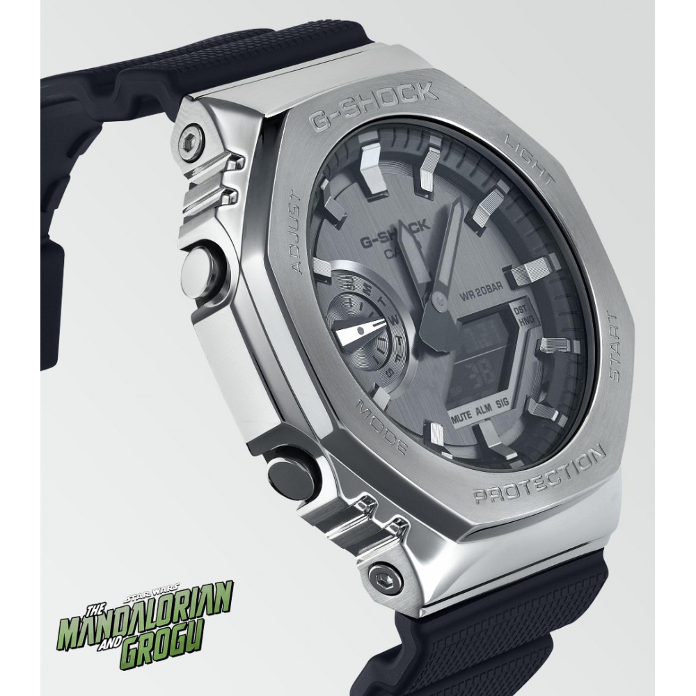 Ανδρικό Ρολόι Casio G-Shock Star Wars Συλλεκτικό Dual Time Chronograph 44mm Ανοξείδωτο Ατσάλι Λουράκι Ρητίνης Μαύρο/Ασημί GM-2100-1AER-MAN
